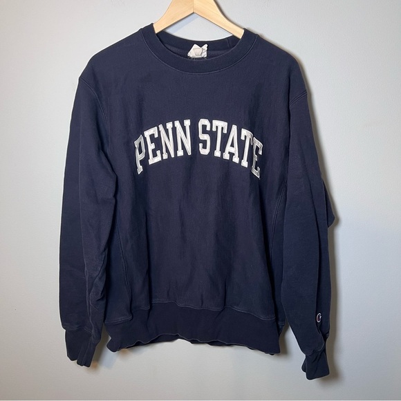 Vintage Penn State Crewneck Mens L Navy Blue Champion Reverse Weave Sweatshirt - Picture 1 of 4